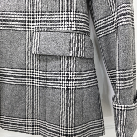 Alice + Olivia Paulene Plaid Wool Blend French Cuff Sparkle Blazer Size 2 - Picture 9 of 17